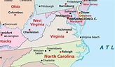 Mapa de Virgínia - EUA Destinos