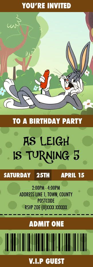 Bugs Bunny Birthday Invitation Designed By Me At Nics Designs Bunny Birthday Cake Twin