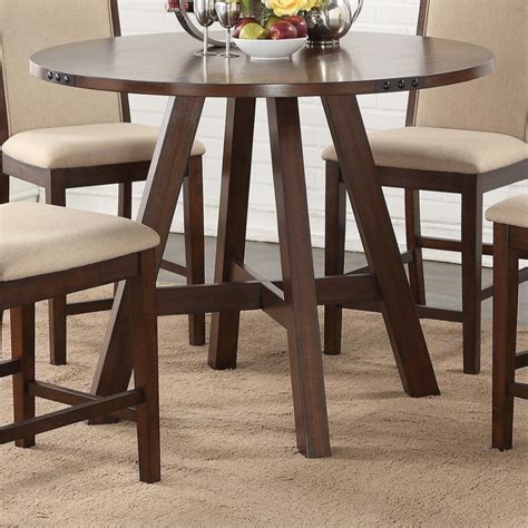 Benzara Wooden Counter Height Table With Slanted Legs Brown