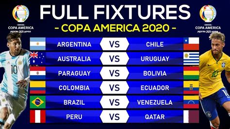 When and where to watch copa america 2021 in india? MATCH SCHEDULE: COPA AMERICA 2020 | Group Stage Full ...