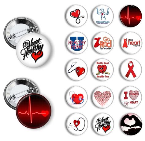 Red Ribbon Heart Health Awareness Pins Healthy Heart Awareness Etsy 94e