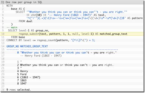 Each record will also be wrapped into a. Regular Expressions in SQL by Examples - Philipp Salvisberg's Blog