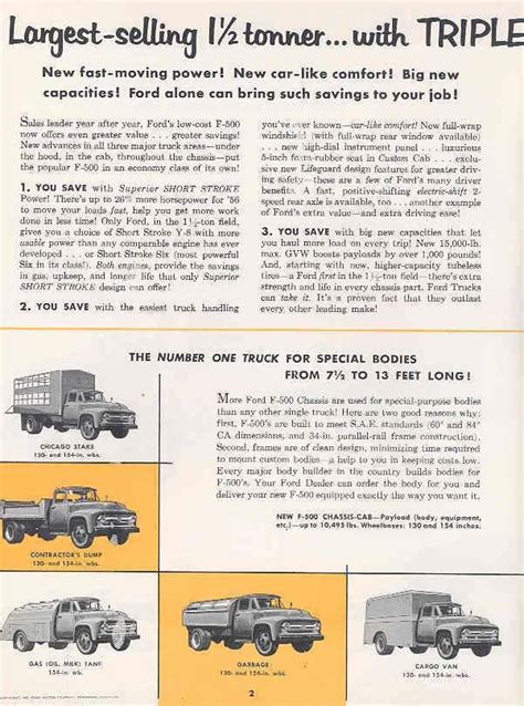 1956 Ford F500 Truck Sales Brochure Wb836 Nvakab Trucks For Sale