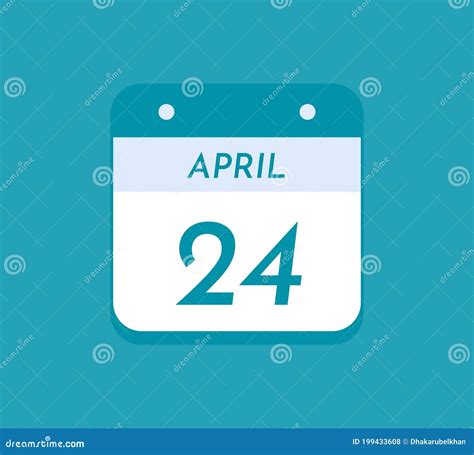 April 24 Single Day Calendar 24 April Stock Vector Illustration Of