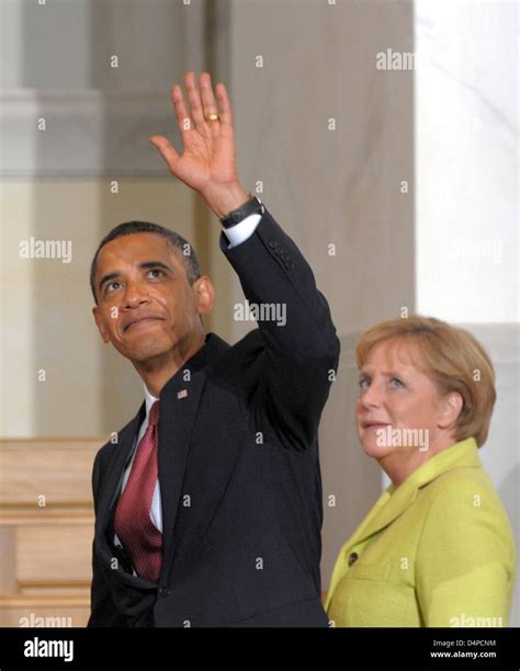 Us President Barack Obama And German Chancellor Angela Merkel Visit The