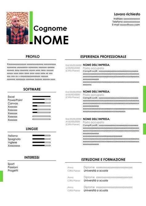 The template worked seamlessly with google slides. Curriculum Vitae con Foto da Compilare Gratis | Modello CV ...