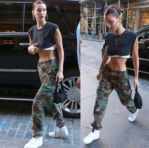 Model Outfit Nike Af1 Mid Top Bella Hadid Black Nikes New Outfits