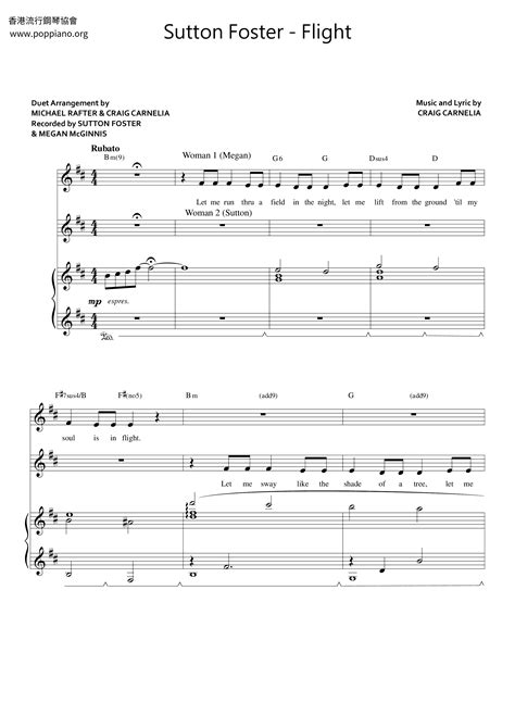 Sutton Foster Flight Sheet Music Pdf Free Score Download