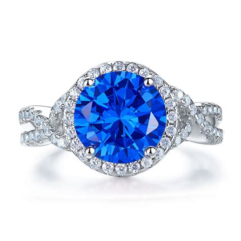 3 Carat Navy Blue Stone 925 Sterling Silver Wedding Engagement Luxury
