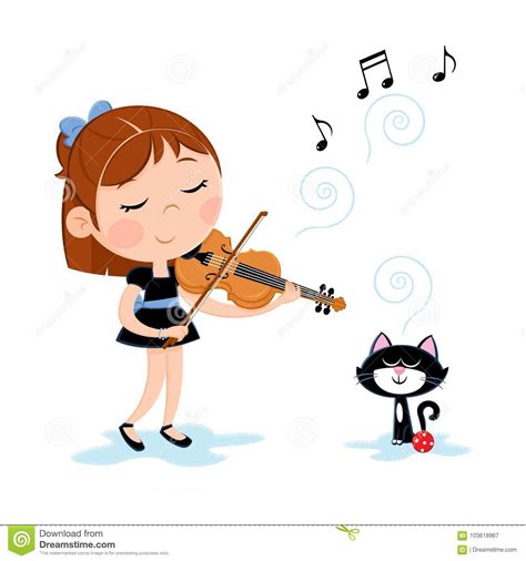 Girl Playing A Violin Cartoon Vector 56935983