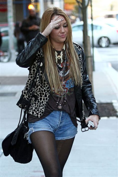 Miley Cyrus Denim Shorts Candids Leaves Hotel In New York 05 Gotceleb