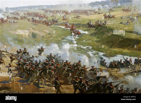 Painting Depicting The Battle Of Borodino Moscow Russia Stock Photo