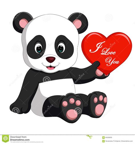 Panda Cartoon With Love Stock Vector Illustration Of Little 84283835