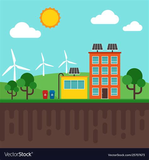 City Renewable Energy Concept Royalty Free Vector Image
