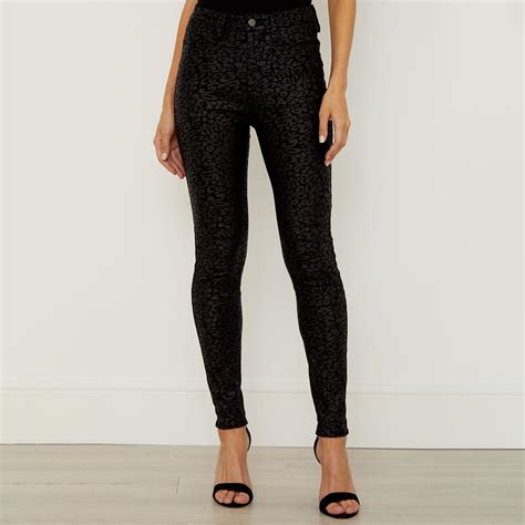 black textured leopard print coated skinny jeans brandalley