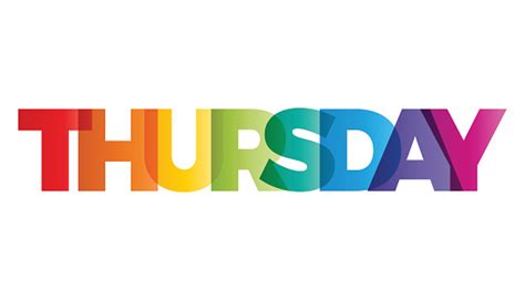 The Word Thursday Vector Banner With The Text Colored Rainbow Stock