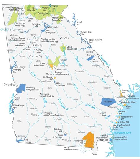 Georgia Map Cut Out Style With Capital, County Boundaries,, 46% OFF