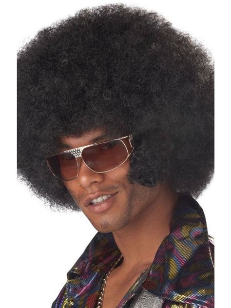 Adult Mens Black Wig With Sideburns Black Frizzy Mens Afro Wig