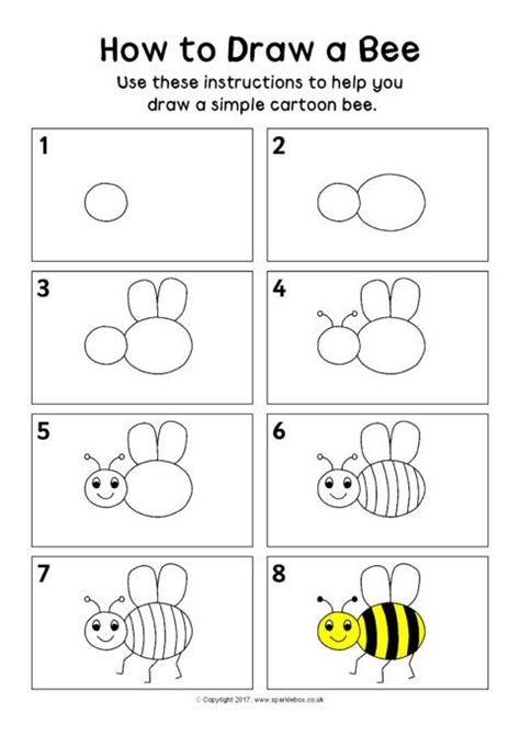 How To Draw A Bee Instructions Sheet Sb12296 Sparklebox Toddler
