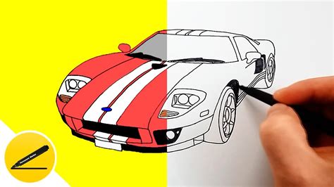 How To Draw A Car Ford Gt Step By Step Car Drawings For Kids