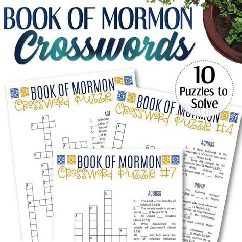 Book Of Mormon Crossword Puzzles 10 Pages Instant Download Etsy