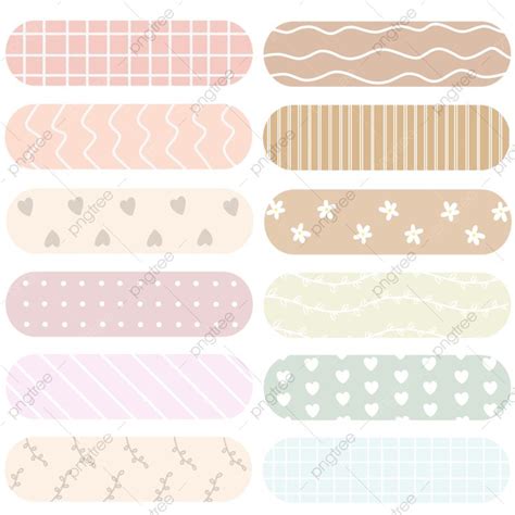 Aesthetic Washi Tape PNG Image 12 Sticker Pack Cute Aesthetic Soft