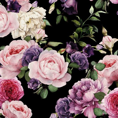 Watercolor Floral Wallpaper Pink Roses Removable Wallpaper Etsy