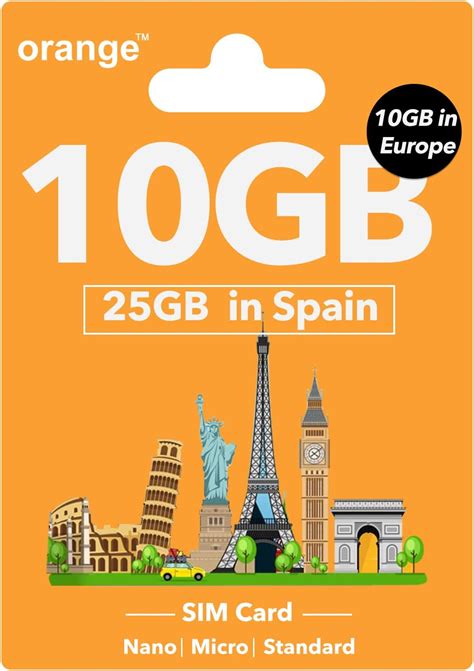 Buy Orange Europe Prepaid Sim Card For 28 Days 10gb Internet Data In