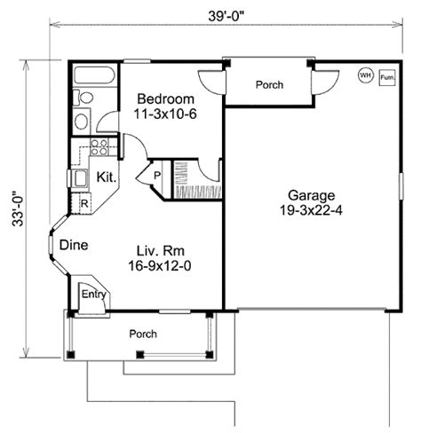 Cottage Style House Plan 1 Beds 1 Baths 496 Sqft Plan