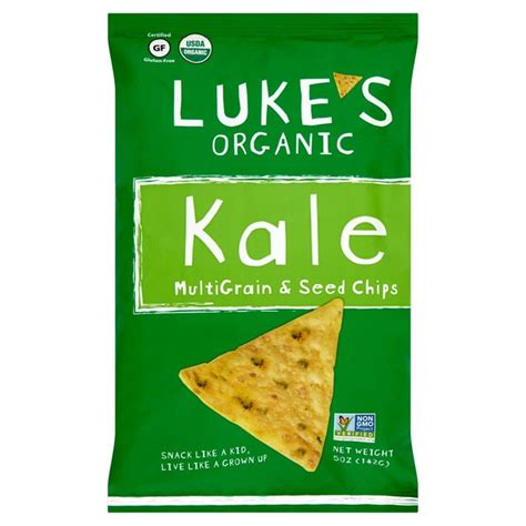 A recommended serve is 15 chips. Luke's Organic Gluten Free Kale Multigrain Corn Chips | Ocado