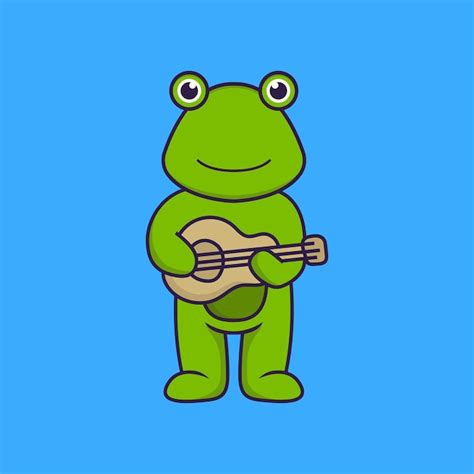 Premium Vector Cute Frog Playing Guitar Animal Cartoon Concept