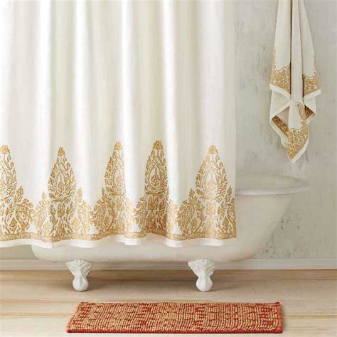 Nadir Pearl Whitegold Shower Curtain Chevron Shower Curtain Gold
