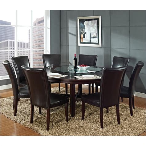 When planning a party, it is important to make sure you have enough seating. Hartford 9 Piece 72 Inch Round Dining Table Set in Dark ...