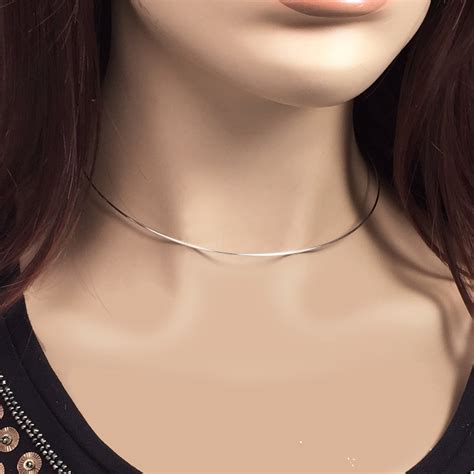 Metal Wire Choker Necklace In Sterling Silver Or Gold Filled Collar