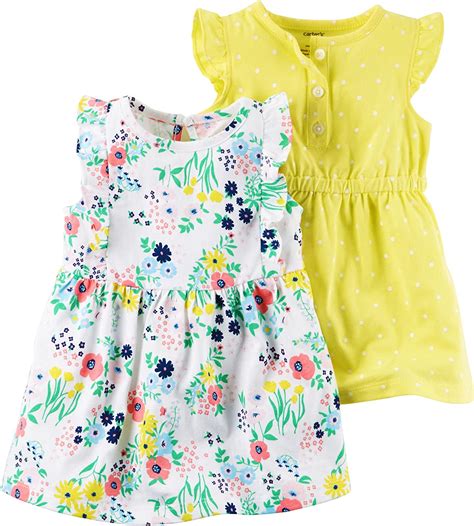 Carters Baby Girls 2 Pack Jersey Summer Dresses Yellow