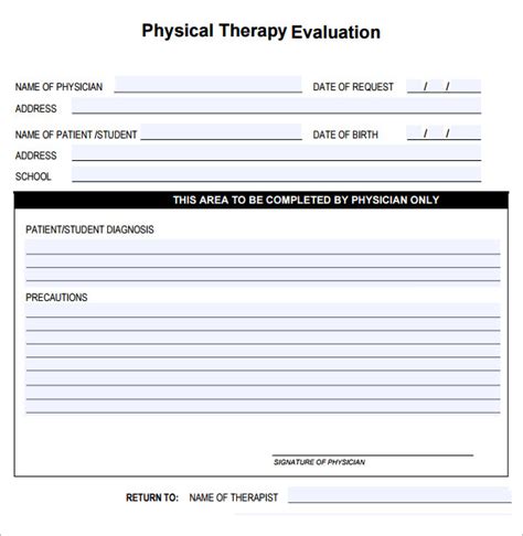 Printable Physical Therapy Evaluation Form Pdf