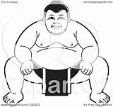 Sumo Wrestler Illustration Clipart Crouching Royalty Vector Perera Lal Regarding Notes sketch template