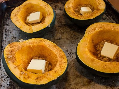 Roasted Acorn Squash Recipe Cinnamon Butter Brown Sugar