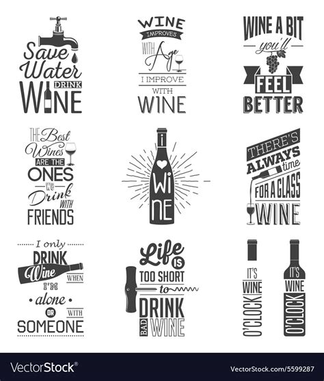 Set Of Vintage Wine Typographic Quotes Royalty Free Vector