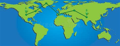 Map Of World With Trading Paths And Points Stock Vector Illustration
