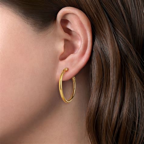 K Yellow Gold Mm Polished Classic Hoops Earrings Eg Y Jjj