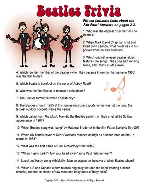 Or maybe you are looking to create your own trivia quiz. Beatles Trivia 60th Birthday Game! | Beatles trivia ...