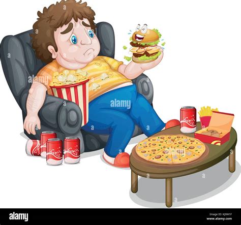 Abbildung Fat Boy Essen Auf Wei Em Hintergrund Stock Vektorgrafik Alamy