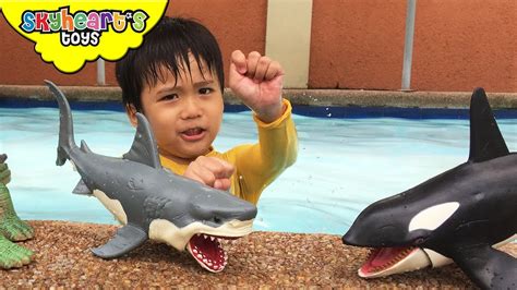 Playing With Shark Toys For Kids Animal Planet Mega Shark And Whale Set