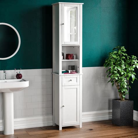 Priano Mirror Cabinet Tall Freestanding Bathroom Mirrored Door Storage