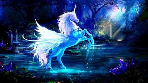 Photos Pegasus Unicorns Fantasy Night Magical Animals