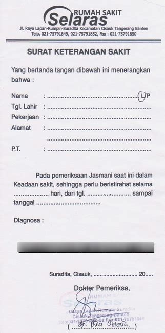 Inilah Surat Dokter Kosong Tangerang Kumpulan Contoh Surat Paling Lengkap