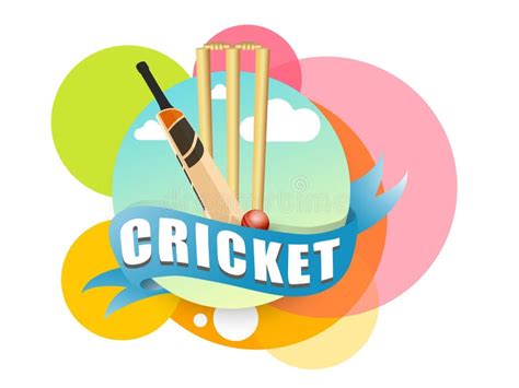 Cricket Sports Concept With Bat Ball And Wicket Stumps Stock