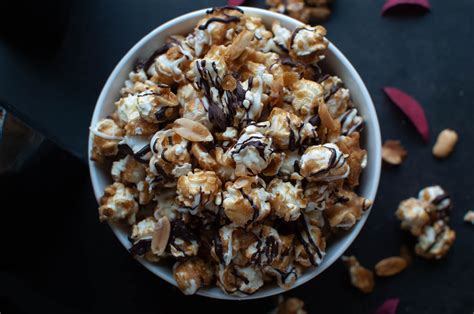 Chocolate Drizzle Caramel Popcorn Eating Between The Lines