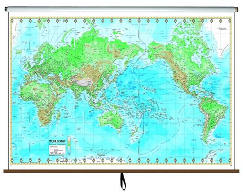 World Advanced Physical Classroom Wall Map On Roller